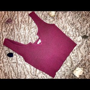 Purple L.A hurts V- Neck Crop Top. Barely Warn.